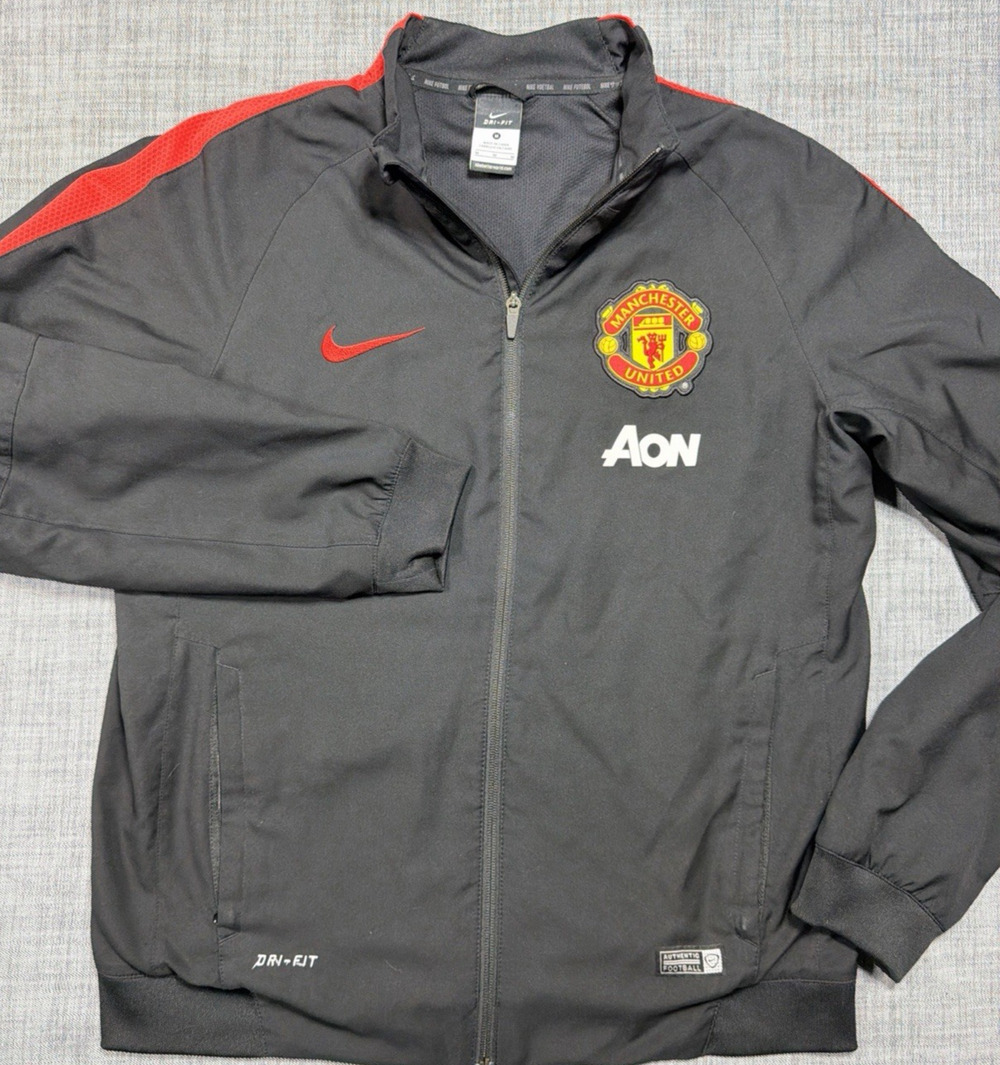 Nike Manchester United Dri-Fit Track Jacket M Black Aon Full Zip Soccer 610480